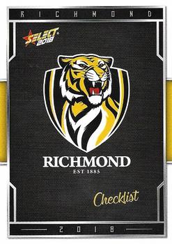 2018 Select AFL Club Team Sets - Richmond Tigers #R1 Checklist Front